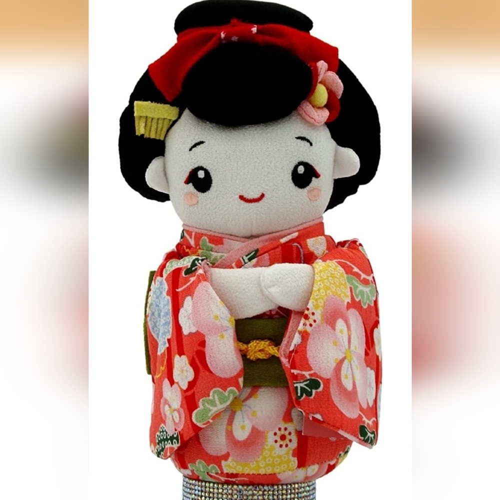 Handmade Japan Sakura Geisha Japanese Girl Soft Doll Round Stands-Up & Detailed